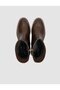 Genuine Leather Brown Staple Detailed Zippered Women's Daily Boots - 4