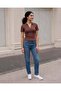 Women Brown Polo Rib T-Shirt