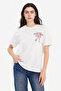Oversıze Baskılı Beyaz Kadın T-Shirt G5906AX/WT32 - 3
