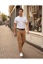 Men Beige Belted Chino Pants - 5