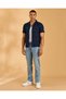 Men Navy Allover Print Short Sleeve Shirt - 2