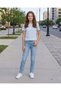 Senior Girls Pale Blue Jacquard Short Sleeve Top - 5