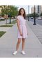 Senior Girls Mauve Short Sleeve Dress With Buttons - 5