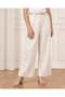 Senior Girls Beige Wide Leg Woven Pants With Belt