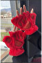 Paw-Shaped Plush Gloves Red - 3