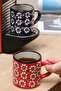 Daisy Patterned Espresso Cup Set of 4 – Ceramic Coffee Cup Turkish Coffee & Espresso Cup