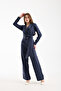 Padded Belt Detailed Tie-Up Blouse and Trousers Set - 5