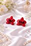 Nacreous Orchids-Red I Handmade Polymer Clay Red Orchid Earrings - 3