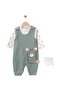 Baby Waffle Fabric Teddy Bear Embroidered Salopet Set – 2-Piece Set with Long Sleeve Bodysuit – Socks as a Gift - 6