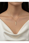 3S Prestige Gold Steel Vertical Design Stone Necklace