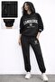 Markatem3Iplik Cotton Back Panel Printed Hooded Oversize Hoodie Sweat Pantalon Set Feeling Printed