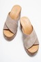 Harvey Women's Genuine Leather Wedge Heel Slipper Mink Suede - 4