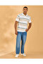 Men White And Green Striped Polo Shirt - 2