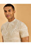 Men Beige Standup Collar Polo Shirt - 4