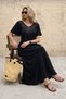 Women's Short Sleeve Lace Guipure Detail V-Neck Maxi Dress - 3