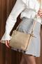 Genuine Suede Leather Crossbody Bag Pl009-S Sand Beige - 2
