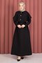Minimal Cape Detailed Lace-Up Dress Black - 4