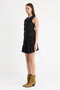 Black Washed Pleated Detailed Mini Skirt and Sleeveless Button Detailed Blazer Vest/Jacket Two-Piece Set - 6