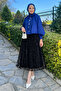 Women's Premium Comfort Patterned Black Long Tulle Hijab Skirt - 5