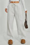 Gray Striped Modal Premium Fabric High Waist Baggy Wide Leg Sweatpants - 5