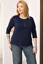 Plus Size Patched Cotton Lycra Capri Sleeve Blouse - 5
