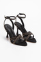 Black Women's Stylish Evening Dress Shoes with Staple Detail - 2