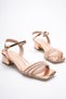 Zr20My26 Premium Rose Gold Stone Detailed Thick Heeled Stylish Evening Dress Shoes - 3