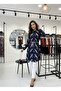 Tropical Patterned Belted Shirt Tunic - Navy Blue & Burgundy - 3
