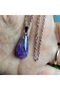 Amethyst Natural Stone Necklace -16- (Steel Chain) Handmade Designer Products - 6