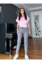 Gray Elastic Waist Double Leg Lycra Trousers