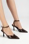 Women's Buckle Pointed Toe Bitter Brown Shoes - 2