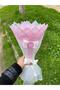 11-Piece Barbie Satin Rose Bouquet with Pink Glitter Tulle on White, Non-Fading Flower, Gift for Lover & Mother - 5