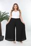 Women's Plus Size Relaxed Fit Elastic Waist Aerobin Linen Loose Trousers with Pockets 26051 - 4