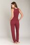 Carol Ribbed Knit Jogger Pants Pajama Bottoms - Claret Red - 5