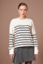 Women's Striped Button Detail Sweater Ecru 25928