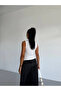 Collared Tulle Detailed Draped Sleeveless Women's Blouse White - 4