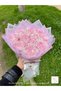 11-Piece Barbie Satin Rose Bouquet with Pink Glitter Tulle on White, Non-Fading Flower, Gift for Lover & Mother