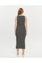 Slit Detailed Strappy Striped Women's Dress Lrn033 - 7