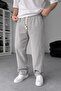 Men's Gray Baggy Fit Linen Blend Muslin Trousers Breathable Fine Woven Structure