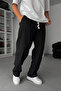 Men’s Black Baggy Fit Linen Blend Muslin Trousers with Breathable Fine Woven Structure - 5
