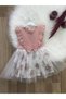 Girl's Dusty Rose Pink Cotton Floral Tutu Birthday Special Occasion Evening Dress Casual Princess Dress - 3