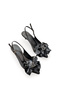 Women's Black Satin Mid Heel Stiletto with Bow New Season Hk1091 - 4