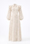 Lace Embroidered Scarf Collar Ecru Dress