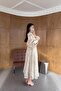 Lace Embroidered Scarf Collar Ecru Dress - 3