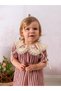 Baby Girl Vintage Embroidered Collar Bow Buckled Dress - Burgundy Color - 5