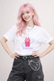 Printed White Loose Fit T-Shirt – Oversize Cut 100% Cotton Women's T-Shirt