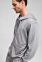 Gage Men's Hooded Metal Bird Eye Detailed Zippered Drawstring Pocket Gray Sweatshirt - 3
