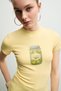 Imperia Women's Soft Fabric Organic Cotton T-Shirt with Print Detail in Yellow - 4