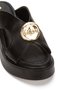 Women's Buckle Detailed Wedge Heeled Slippers 6342 Black - 3