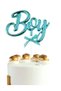 Cake Topper Stick with Ornament Chrome Gender Reveal Party Baby Shower Blue Lettered Stick - 3